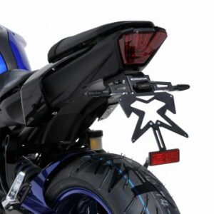 SUP09EVO Support de plaque déporté alu noir avec support de blinkers