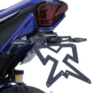 SUP09EVO support de plaque déporté alu noir avec support de blinkers